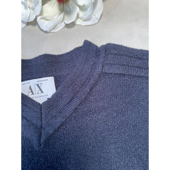 Armani Exchange Mens Hvy Wool Blend V Neck Sweater M Gorpcore Golf Y2k Campcore - Picture 7 of 9